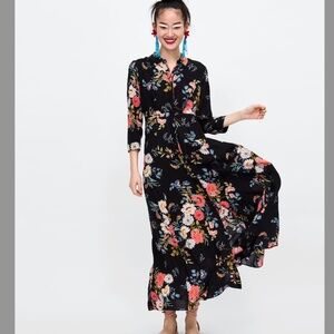 Zara Long Floral Print Dress (Worn Once)
